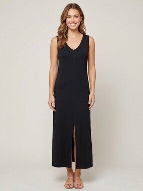 NWT Gypsy Junkies Black Tea Length Midi Dress| Whimsigoth 90s Minimalist Grunge